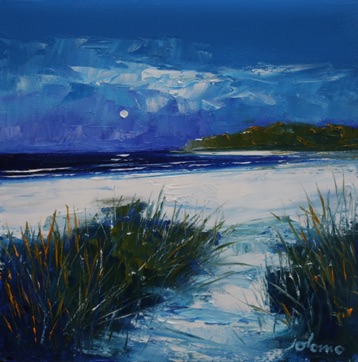 Summer moonrise Traigh Eais Isle of Barra 12x12